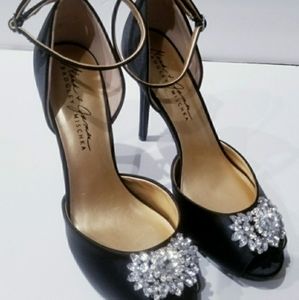 Badgley Mischka Mark James Black Satin Pumps